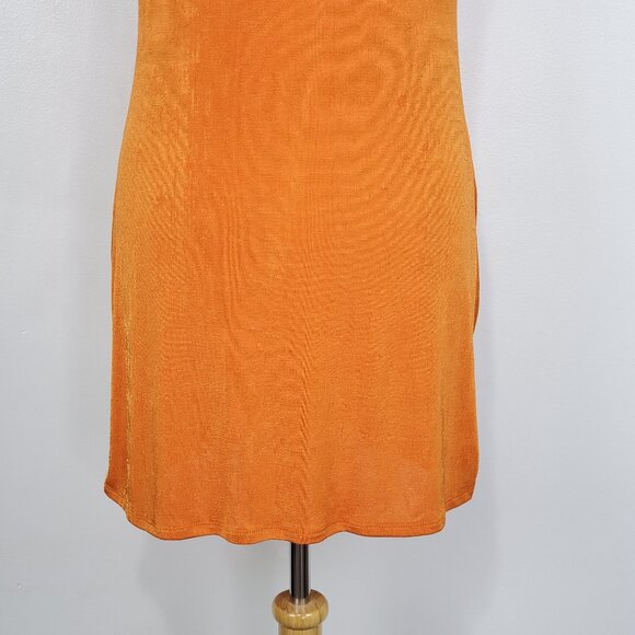 Wild Fable Orange Button Up Short Sleeve Stretchy Drape Detail Dress NEW Size L - Picture 8 of 13